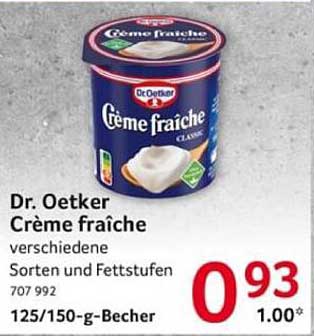 Dr. Oetker Crème fraîche verschiedene Sorten und Fettstufen
