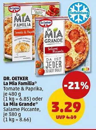 DR. OETKER La Mia Familia* Tomate & Paprika, je 480 g oder La Mia Grande* Salame Piccante, je 380 g