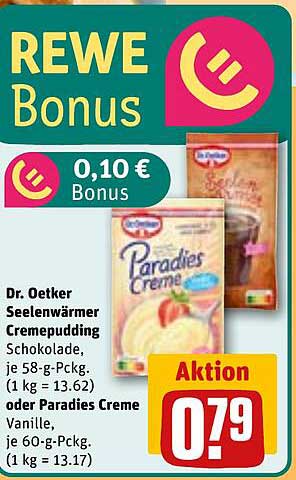 Dr. Oetker Seelenwärmer Cremepudding Schokolade oder Paradies Creme Vanille