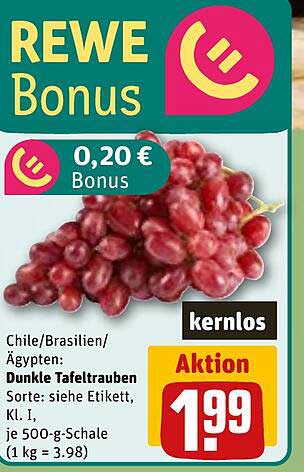 Dunkle Tafeltrauben, kernlos - Aktion zum Sonderpreis!
