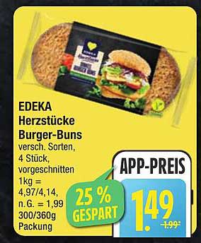 EDEKA Herzstücke Burger-Buns, verschiedene Sorten, 4 Stück