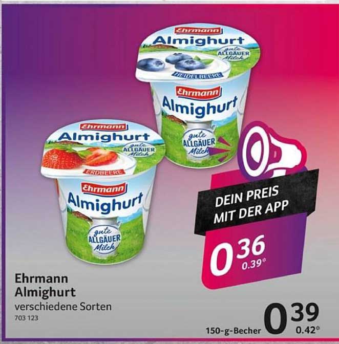 Ehrmann Almighurt verschiedene Sorten