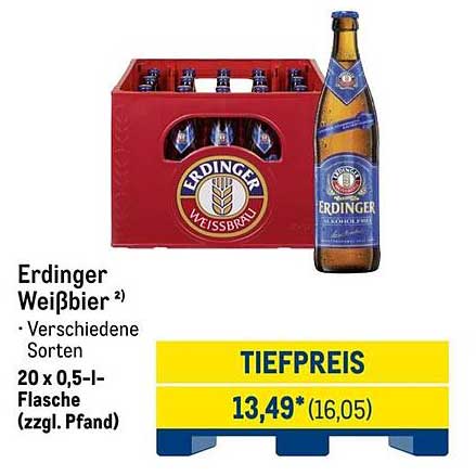 Erdinger Weißbier 20 x 0,5 l-Flasche (zzgl. Pfand)