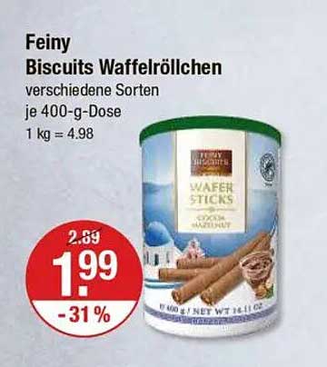 Feiny Biscuits Waffelröllchen verschiedene Sorten je 400-g-Dose