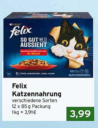 Felix Katzennahrung verschiedene Sorten 12 x 85 g Packung