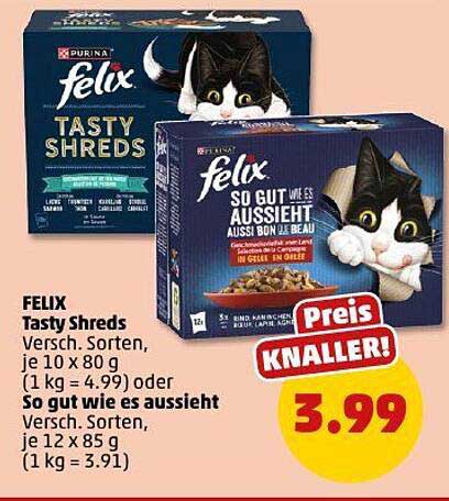 FELIX Tasty Shreds - Verschiedene Sorten für glückliche Katzen
