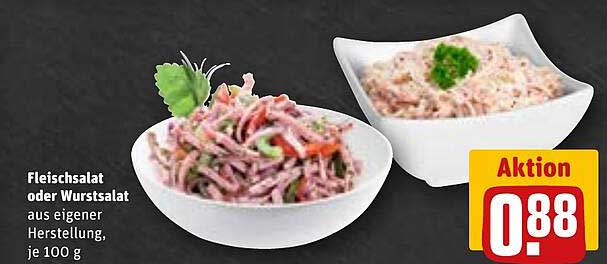 Fleischsalat oder Wurstsalat aus eigener Herstellung, je 100 g