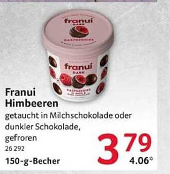 Franui Himbeeren - getaucht in Milchschokolade oder dunkler Schokolade, gefroren
