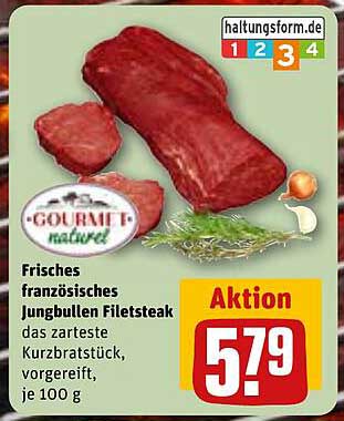 Frisches französisches Jungbullen Filetsteak, das zarteste Kurzbratstück, vorge reift, je 100 g