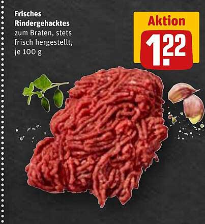 Frisches Rindergehacktes zum Braten, stets frisch hergestellt, je 100 g