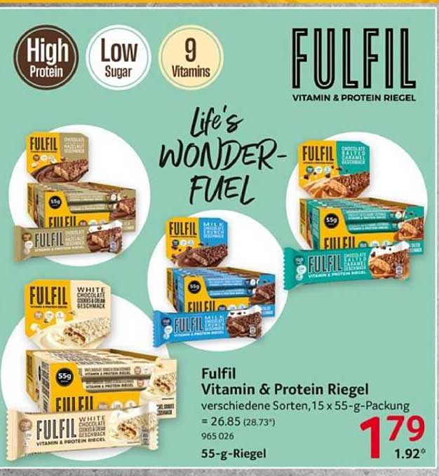 Fulfil Vitamin & Protein Riegel – verschiedene Sorten, 15 x 55-g-Packung