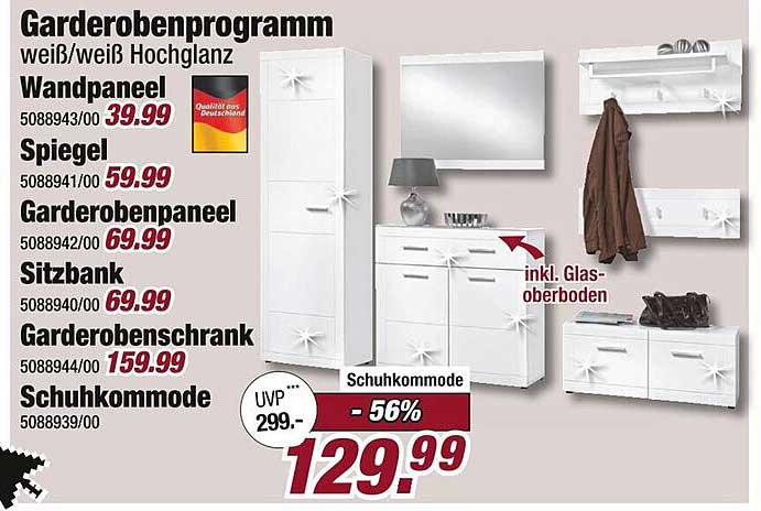 Garderobenprogramm weiß/weiß Hochglanz