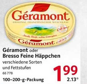 Géramont oder Bresso Feine Häppchen - verschiedene Sorten und Fettstufen