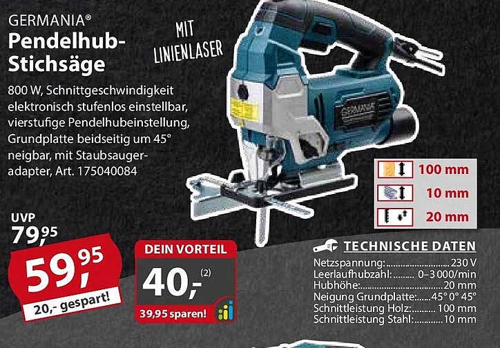 GERMANIA Pendelhubsäge mit Linienlaser