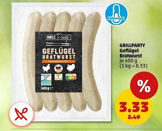 GRILLPARTY Geflügel Bratwurst je 400 g