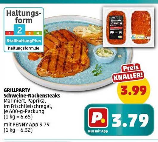 GRILLPARTY Schweine-Nackensteaks, mariniert, 600-g-Packung
