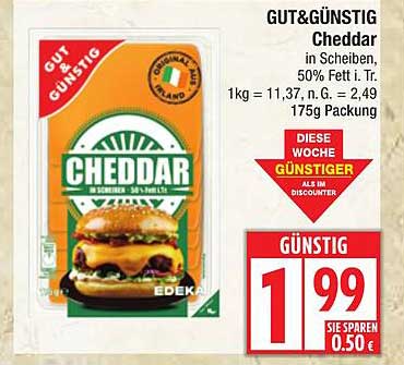 GUT& GÜNSTIG Cheddar in Scheiben - 50% Fett i. Tr.