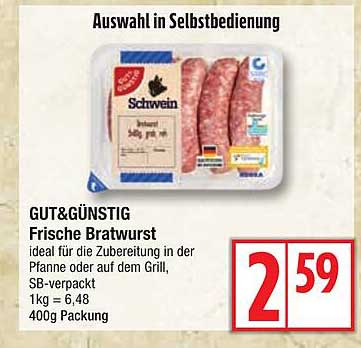 GUT&GÜNSTIG Frische Bratwurst 400g