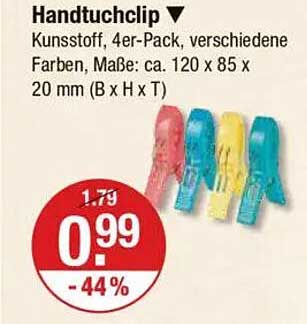 Handtuchclip, 4er-Pack, verschiedene Farben