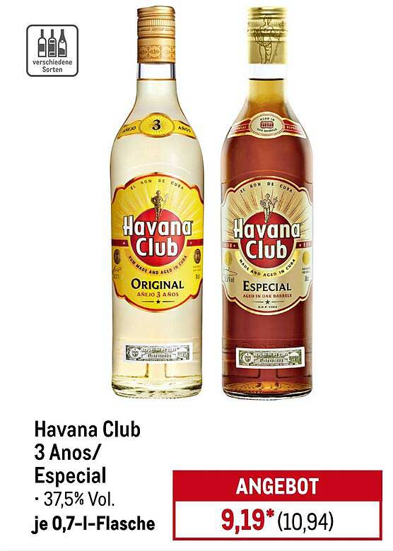 Havana Club 3 Anos/Especial je 0,7-l-Flasche - Jetzt im Angebot!