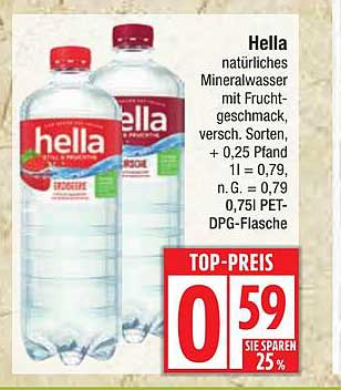 Hella natürliches Mineralwasser mit Fruchtgeschmack, verschiedene Sorten