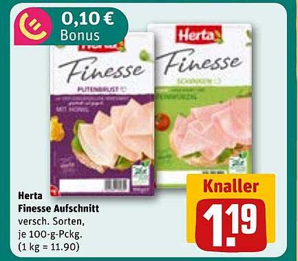 Herta Finesse Aufschnitt verschiedene Sorten, je 100-g-Pckg.