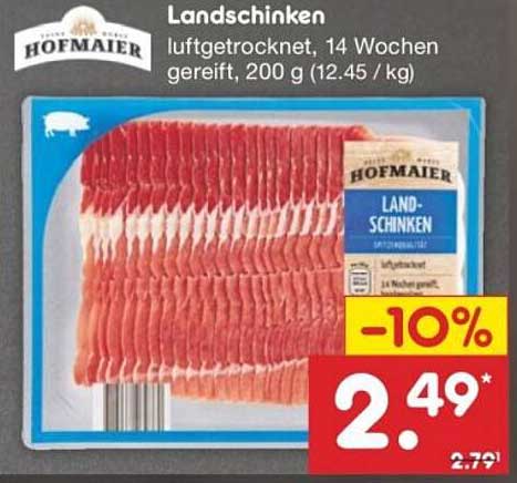 Hofmaier Landschinken, luftgetrocknet, 14 Wochen gereift, 200 g