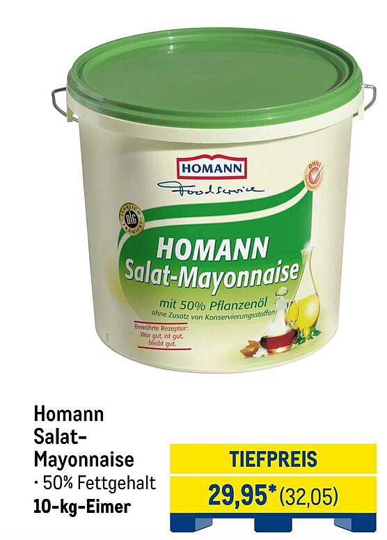 Homann Salat-Mayonnaise · 50% Fettgehalt - 10-kg-Eimer