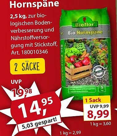 Hornspäne 2,5 kg zur biologischen Bodenverbesserung