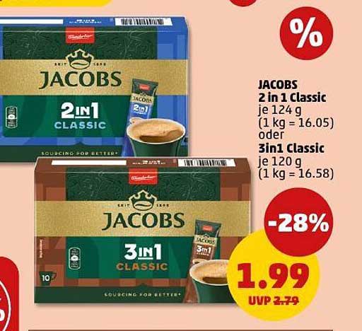 JACOBS 2 in 1 Classic oder 3 in 1 Classic – günstig & lecker!