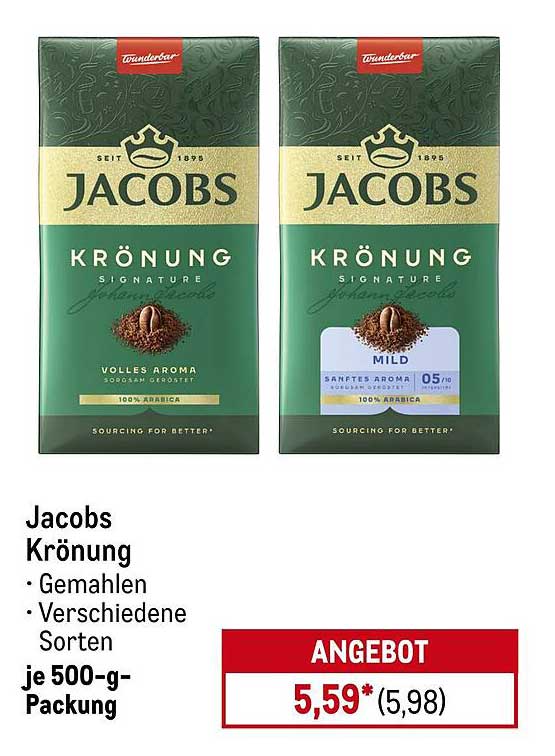 Jacobs Krönung Gemahlen 500-g-Packung - Verschiedene Sorten