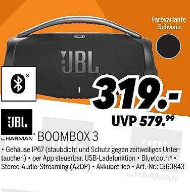 JBL BOOMBOX 3 - Tragbarer Bluetooth-Lautsprecher