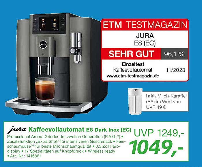 jura Kaffeevollautomat E8 Dark Inox (EC)
