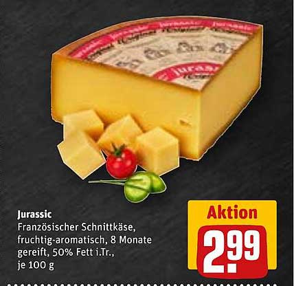 Jurassic Französischer Schnittkäse, fruchtig-aromatisch, 8 Monate gereift, 50% Fett i.Tr., je 100 g