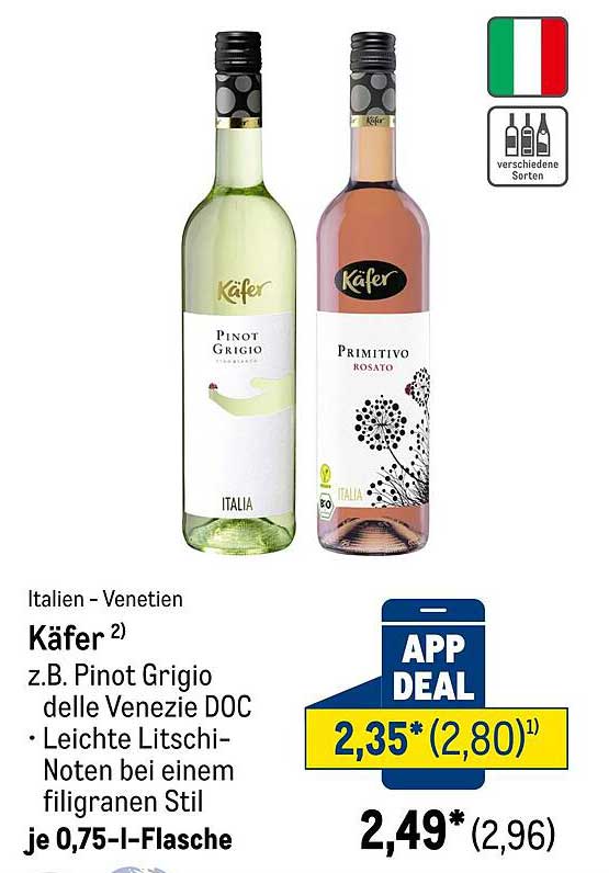 Käfer Pinot Grigio und Primitivo Rosato