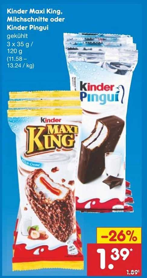 Kinder Maxi King, Milchschitte oder Kinder Pingui