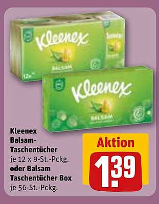 Kleenex Balsam-Taschentücher 12 x 9 St. Pckg. oder Balsam Taschentücher Box 56 St. Pckg.