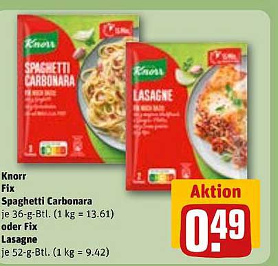 Knorr Fix Spaghetti Carbonara oder Lasagne