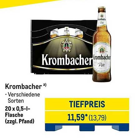 Krombacher Bier 20 x 0,5 l-Flasche (zzgl. Pfand)