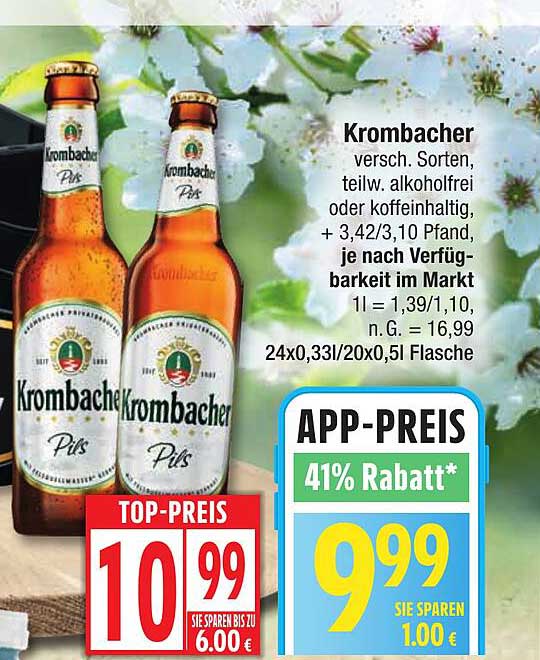 Krombacher Pils, verschiedene Sorten, teilw. alkoholfrei oder koffeinhaltig