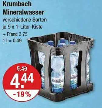 Krumbach Mineralwasser - verschiedene Sorten je 9 x 1-Liter-Kiste