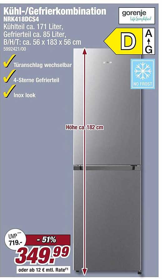 Kühl-/Gefrierkombination NRK418DCS4 von Gorenje