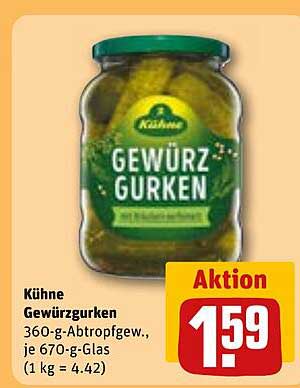 Kühne Gewürzgurken 360 g - Aktion zum Schnäppchenpreis!