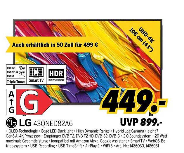 LG 43QNED82A6 - UHD 4K Fernseher 108 cm (43 Zoll)