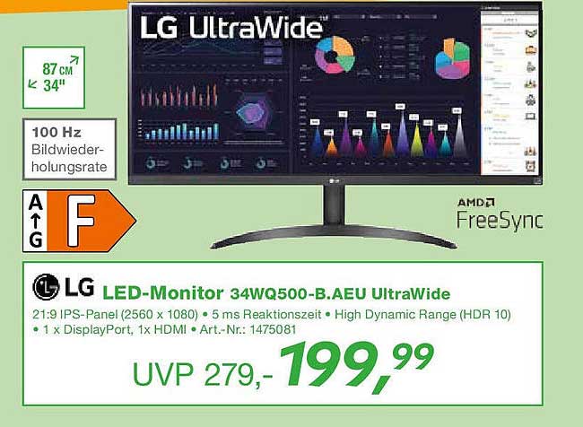 LG LED-Monitor 34WQ500-B.AEU UltraWide