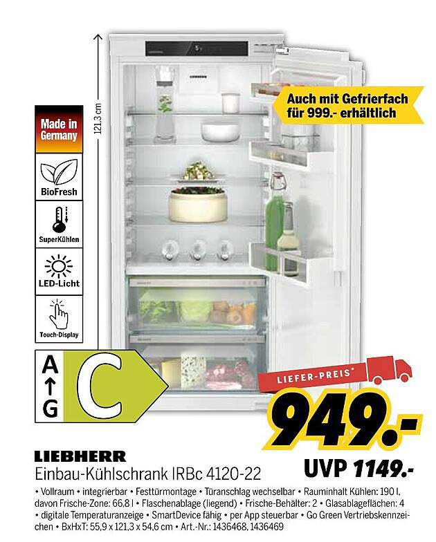 LIEBHERR Einbau-Kühlschrank IRBc 4120-22