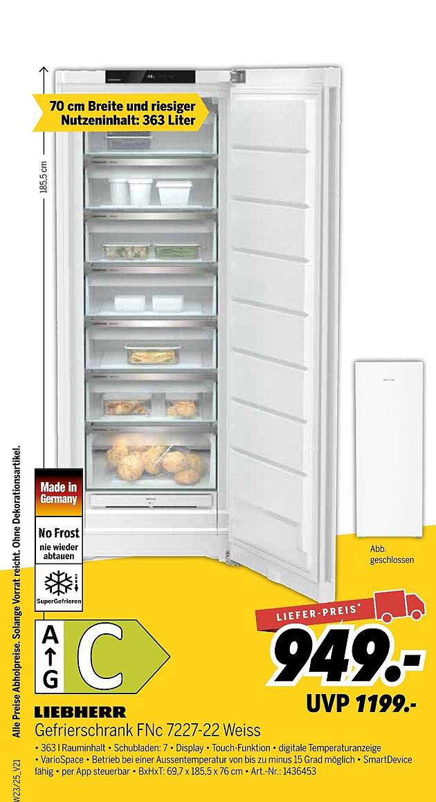 LIEBHERR Gefrierschrank FNc 7227-22 Weiß