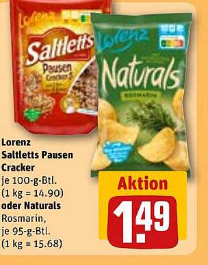 Lorenz Saltletts Pausen Cracker oder Naturals Rosmarin 100g bzw. 95g