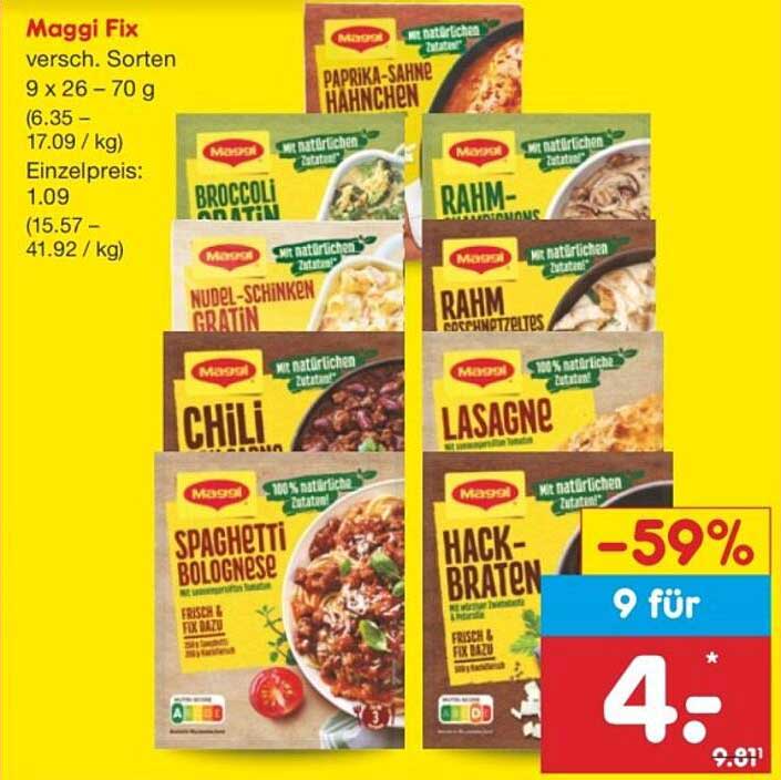 Maggi Fix - verschiedene Sorten, 9 x 26 - 70 g