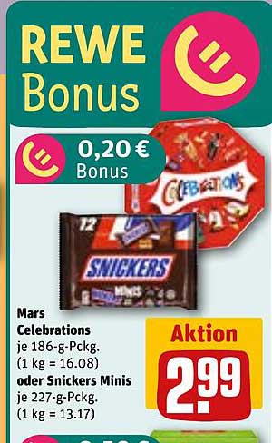Mars Celebrations oder Snickers Minis im Angebot